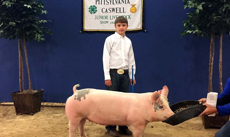 The Clark Family with the Grand Champion at the 2015 Pittsylvania/Caswell Livestock Show