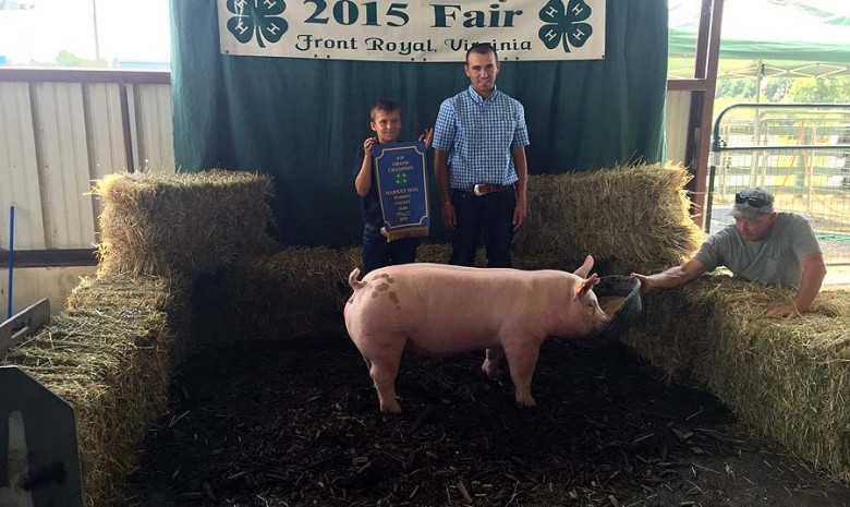 The Jenkins Family with the Grand Champion Overall at the 2015 Warren County, VA 4-H Livestock Show