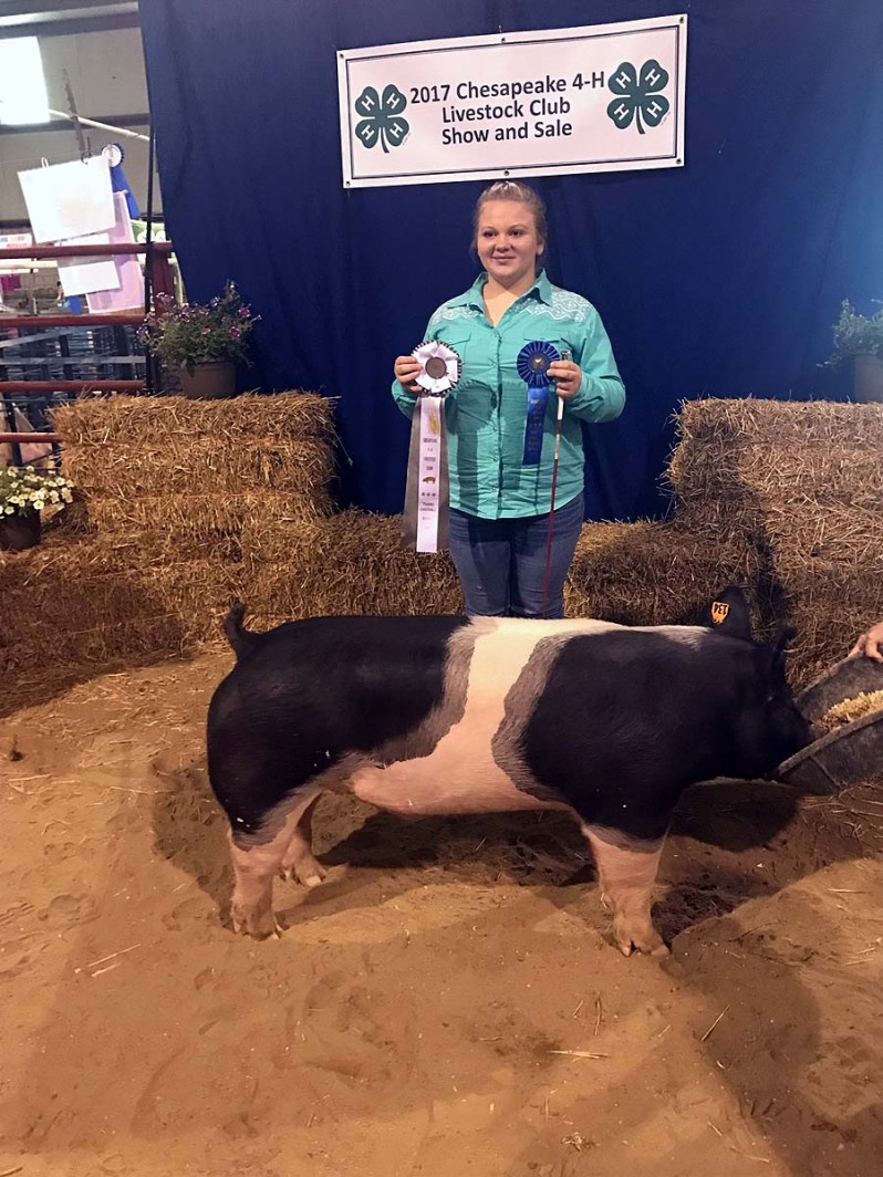 Kelsie Olah with the 3rd Overall at the 2017 Chesapeake, VA 4-H Livestock Show