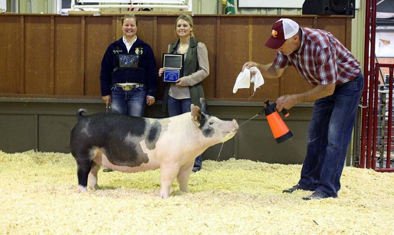 Marcy Price with the Grand Champion at the 2017 Johnston County, NC Livestock Show