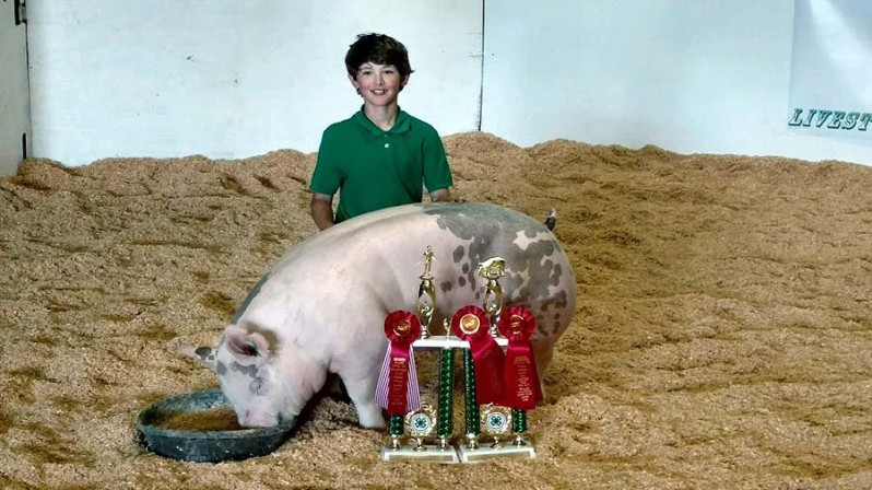 The Pippins Family with the Reserve Champion at the 2017 Chowan, NC 4-H Livestock Show