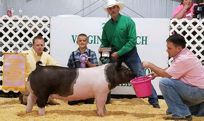 Logan Gentry with the Reserve Champion at the 2017 Virgina Beach, VA Livestock Show