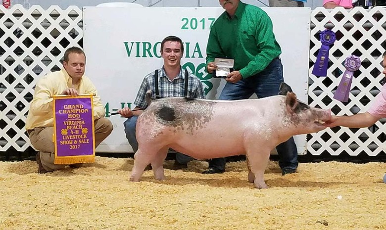 Parker Woodruff with the Grand Champion at the 2017 Virgina Beach, VA Livestock Show