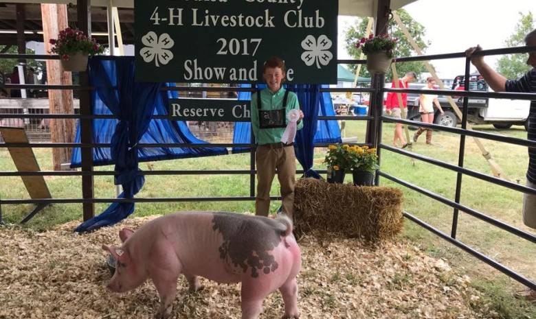 Daniel Harlow with the Reserve Champion at the 2017 Louisa Co., VA Livestock Show