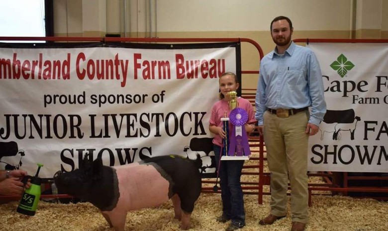 The Fulcher Family with the Grand Champion at the 2017 Cumberland Co., NC Livestock Show