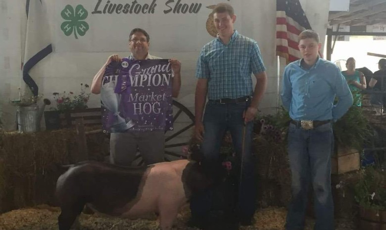 The Owens Family with the Grand Champion at the 2017 Mineral County, WVA Livestock Show