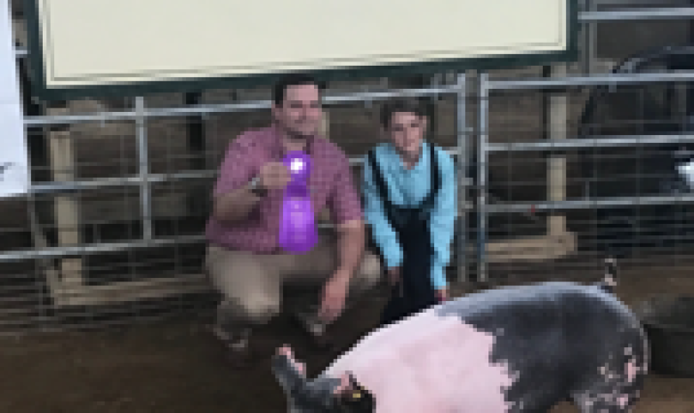 Kathleen Beard with the Grand Champion at the 2017 Rockbridge County, VA Livestock Show