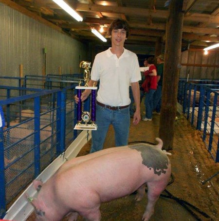 Cody Copeland with the Grand Champion Market Hog at the Chowan County, NC livestock show