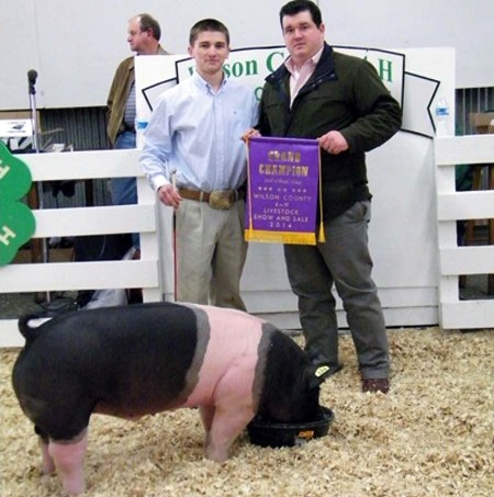 The Grand Champion Market Hog at the 2014 Wilson, NC Livestock Show shown by Wyatt Scott