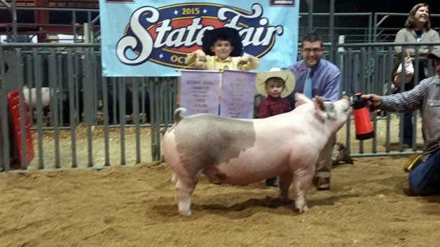 The McCoy Family with the Reserve Champion Gilt at the 2015 , NC State Fair