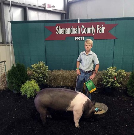 Tyler Bushong with the Reserve Champion Light Weight at the 2015 Shenandoah, VA 4-H Livestock Show