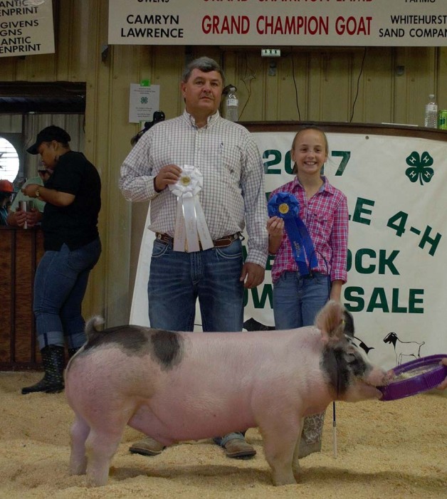 Emma Bailey with the 3rd Overall at the 2017 Albermarle County, NC 4-H Livestock Show