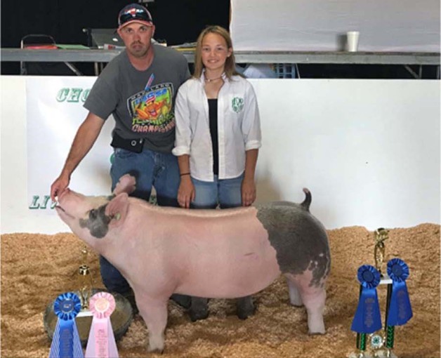 Hannah Pippins with the Grand Champion at the 2017 Chowan, NC 4-H Livestock Show