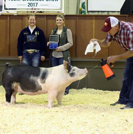 Marcy Price with the Grand Champion at the 2017 Johnston County, NC Livestock Show