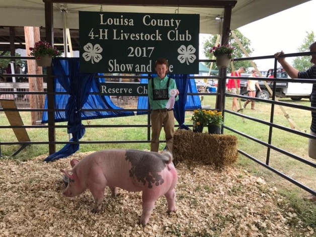 Daniel Harlow with the Reserve Champion at the 2017 Louisa Co., VA Livestock Show