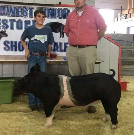Landon Tilley with the Reserve Champion at the 2017 Northwest, NC Junior Livestock Show