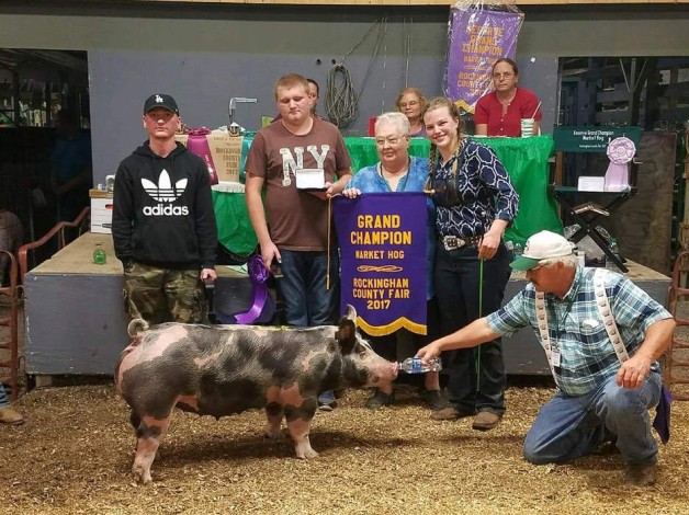 Melissa Ruhlman with the Grand Champion at the 2017 Rockingham Co., VA Livestock Show